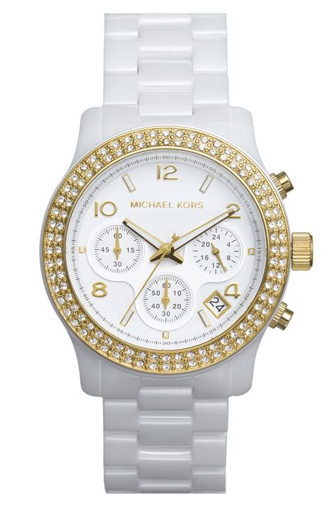 michael kors runway watch gold and white|Michael Kors waterproof watch.